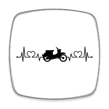 Simson Schwalbe KR51 Herzlinie EKG Moped Geschenk - Viereckiger Kühlschrankmagnet - Weiß - Vorne