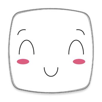 Funny Kawaii Face Emoticon, Best Gift for Family - Square fridge magnet - white - Front