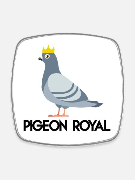 Royal pigeon (black typo) - Square fridge magnet - white