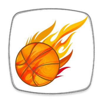 hot glowing basketball on fire - Square fridge magnet - white - Front