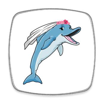 Delfin Braut Schleier Hochzeit - Viereckiger Kühlschrankmagnet - Weiß - Vorne