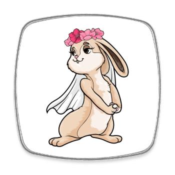 Hase Braut Schleier Hochzeit - Viereckiger Kühlschrankmagnet - Weiß - Vorne