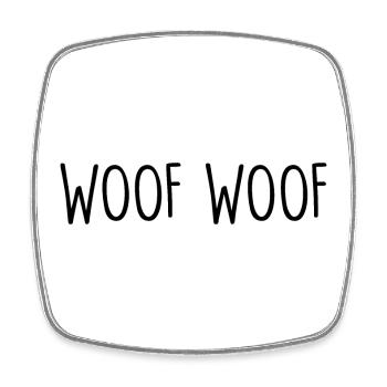 WOOF WOOF Hund wau wau - Viereckiger Kühlschrankmagnet - Weiß - Vorne