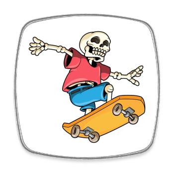 Skelett Skater Skateboard - Viereckiger Kühlschrankmagnet - Weiß - Vorne