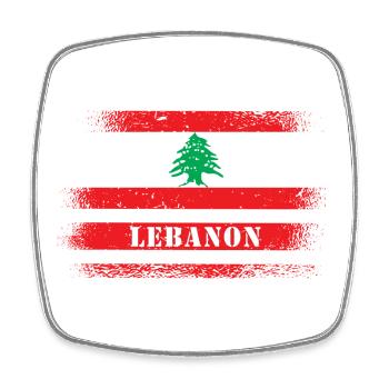 Libanon Vintage Flagge - Viereckiger Kühlschrankmagnet - Weiß - Vorne