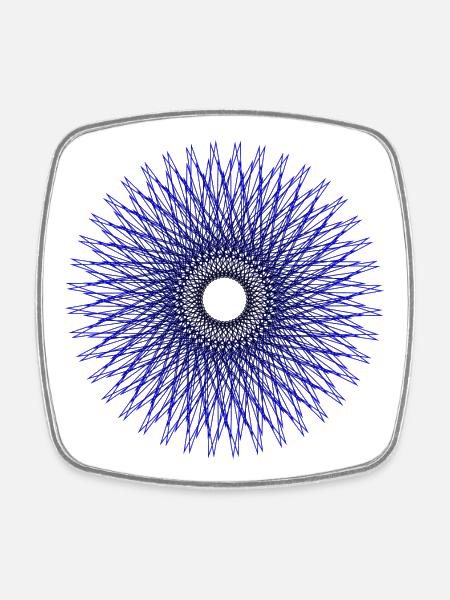 Blue radial star pattern - Square fridge magnet - white