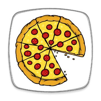 Look partenaire | Pizza amour couple couple drôle - Magnet carré - blanc - Devant