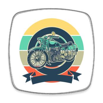 Motorrad - Viereckiger Kühlschrankmagnet - Weiß - Vorne