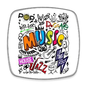Rock Musik Hip Hip Jazz Popmusik Reggae Hardrock - Viereckiger Kühlschrankmagnet - Weiß - Vorne