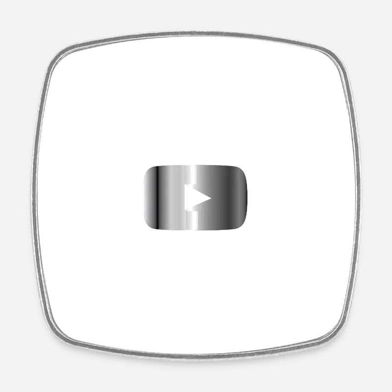 Silberner Play Button  - Viereckiger Kühlschrankmagnet - Weiß