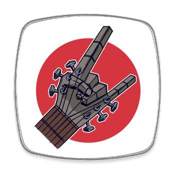 Rockgitarre E-Gitarre Gitarre Hardrock Hard Rock - Viereckiger Kühlschrankmagnet - Weiß - Vorne