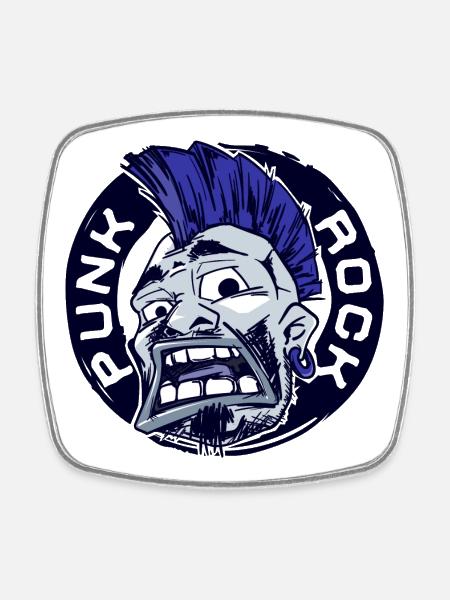 Punk rock punk rock hard rock music rock music rocker - Square fridge magnet - white