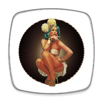 Burlesque Xarah comme pin-up rétro pin up art - Magnet carré - blanc - Devant