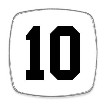 Design numéroté 10 – Style Sportif Block - Magnet carré - blanc - Devant