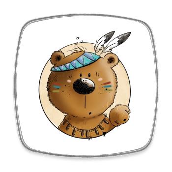 Indianer Bär - Viereckiger Kühlschrankmagnet - Weiß - Vorne