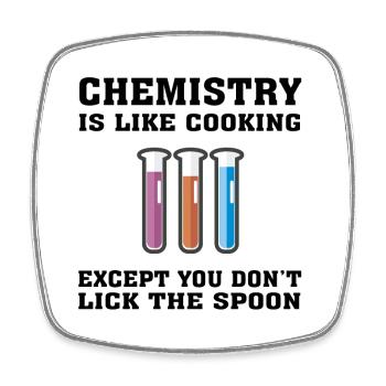 Funny Chemical Engineer, Chemistry is Like Cooking - Square fridge magnet - white - Front