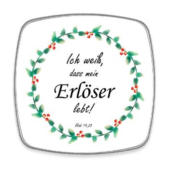 Christliches Design – Mein Erlöser lebt Hiob 19,25 - Viereckiger Kühlschrankmagnet - Weiß - Vorne