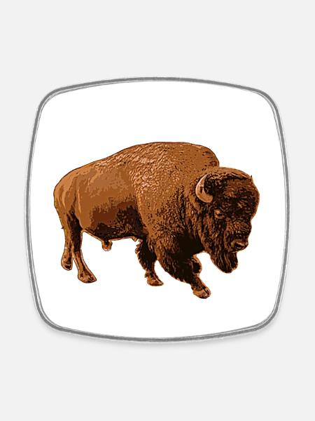 bison - Magnet carré - blanc