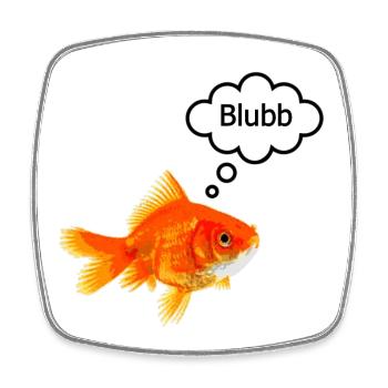 Goldfish with speech bubble - Square fridge magnet - white - Front