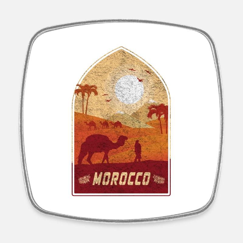 Marokko Vintage Kamel Design / Geschenkidee - Viereckiger Kühlschrankmagnet - Weiß