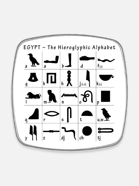Hieroglyphic Alphabet - Square fridge magnet - white