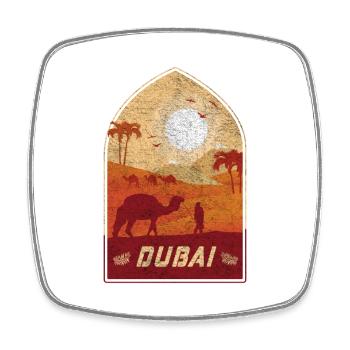 Dubai vintage camel design / gift idea - Square fridge magnet - white - Front