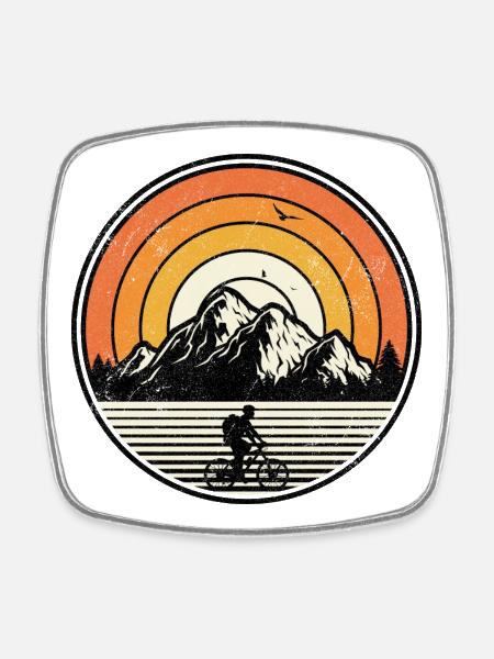 Sunset Mountain Ride - Square fridge magnet - white
