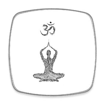 Yoga Meditation and Energy Sphere - Square fridge magnet - white - Front