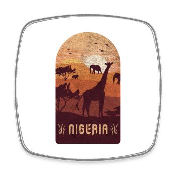 Giraffe Nigeria Vintage Design/ Gift Idea - Square fridge magnet - white - Front