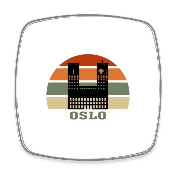 Oslo City Skyline Norwegen Wahrzeichen - Viereckiger Kühlschrankmagnet - Weiß - Vorne