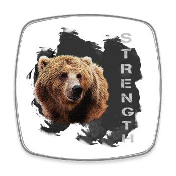 Force, Caractère, Ours Kodiak - Magnet carré - blanc - Devant