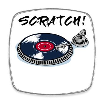 Scratchen Turntable Plattenspieler Beatbox Vinyl - Viereckiger Kühlschrankmagnet - Weiß - Vorne