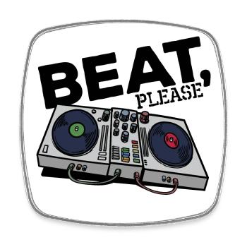 MC Beatbox Turntable Scratchen Hip Hop Musik Rap - Viereckiger Kühlschrankmagnet - Weiß - Vorne