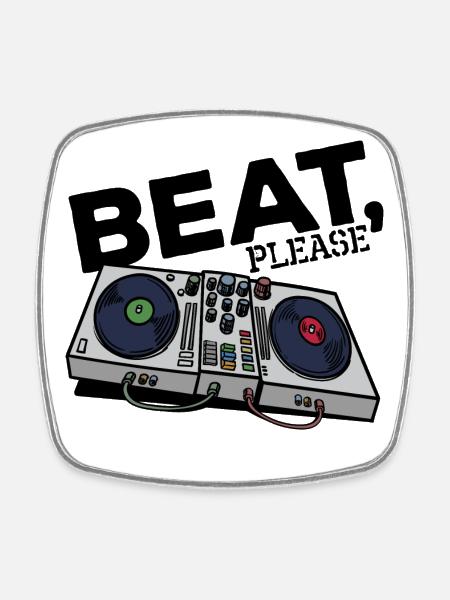 MC Beatbox Turntable Scratching Hip Hop Music Rap - Square fridge magnet - white
