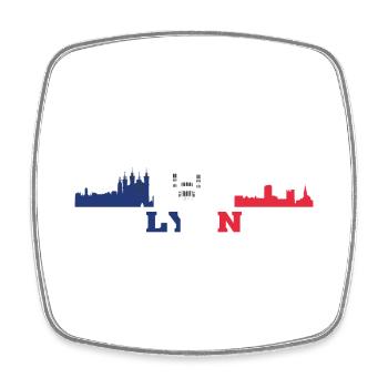 Lyon City Skyline Frankreich Wahrzeichen Karte - Viereckiger Kühlschrankmagnet - Weiß - Vorne