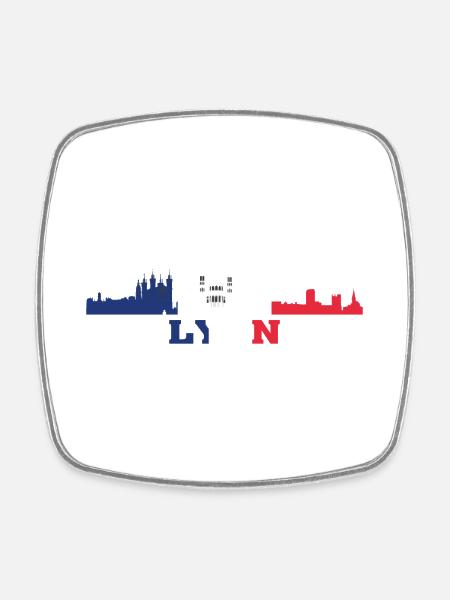 Lyon City Skyline France Landmark Map - Magnet carré - blanc