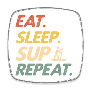 Stand Up Paddle Eat Sleep SUP Repeat Paddleboard - Viereckiger Kühlschrankmagnet - Weiß - Vorne
