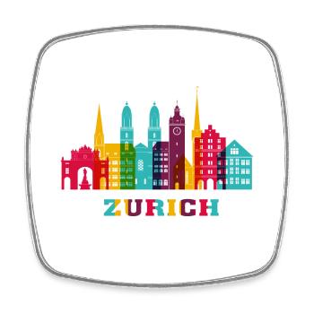 Zürich Stadt Skyline Schweiz Wahrzeichen - Viereckiger Kühlschrankmagnet - Weiß - Vorne