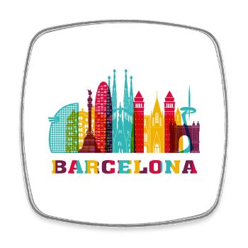 Barcelona City Skyline Spanien Wahrzeichen - Viereckiger Kühlschrankmagnet - Weiß - Vorne