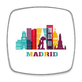 Wahrzeichen der Stadt Madrid Skyline Spanien - Viereckiger Kühlschrankmagnet - Weiß - Vorne