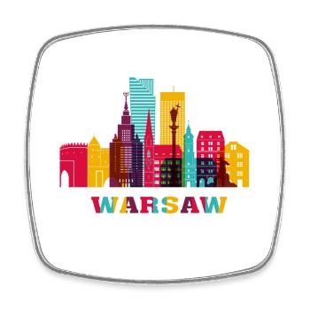 Warsaw Poland Capital City Skyline Warszawa Polska - Square fridge magnet - white - Front