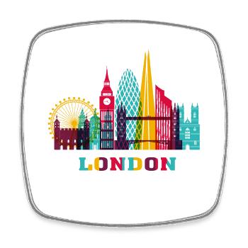Londres City Skyline Angleterre Landmark - Magnet carré - blanc - Devant