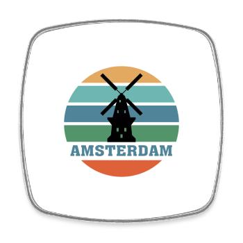 Amsterdam City Skyline Pays-Bas Landmark - Magnet carré - blanc - Devant