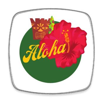 Aloha - Viereckiger Kühlschrankmagnet - Weiß - Vorne