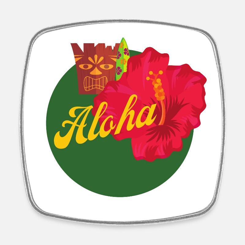 Aloha - Magnet carré - blanc
