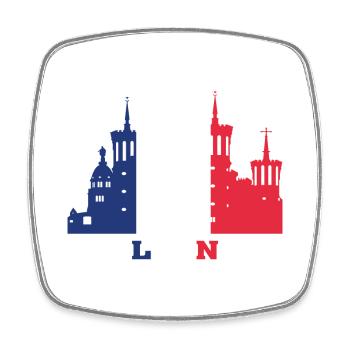 Lyon City Skyline France Landmark Map - Square fridge magnet - white - Front
