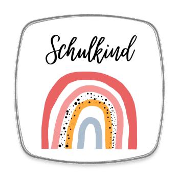 Schulkind Regenbogen Geschenkidee zur Einschulung - Viereckiger Kühlschrankmagnet - Weiß - Vorne
