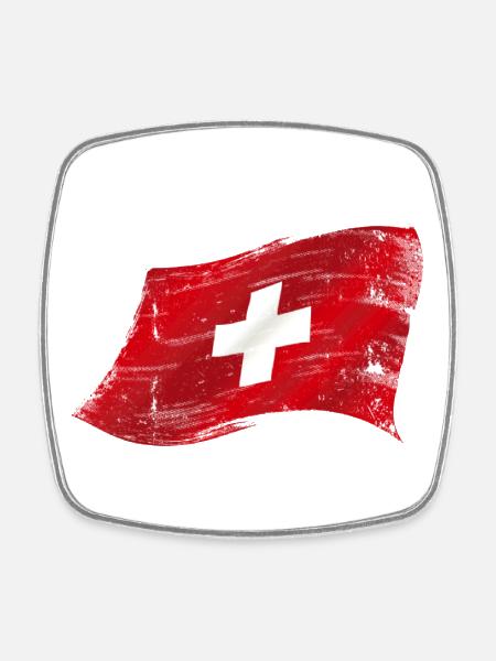 Flagge Schweiz, Drapeau suisse, Bandiera svizzera - Magnet carré - blanc
