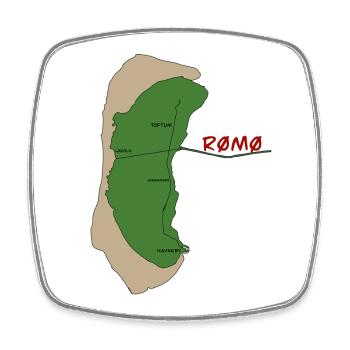 Carte de l’île Romo Vert - Magnet carré - blanc - Devant