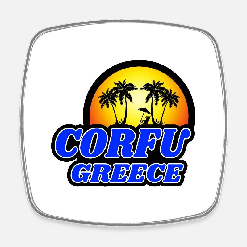 Corfou Grèce design / idée cadeau - Magnet carré - blanc